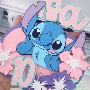 topo de bolo stitch flores