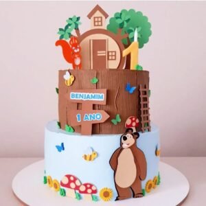 topo de bolo masha e o urso