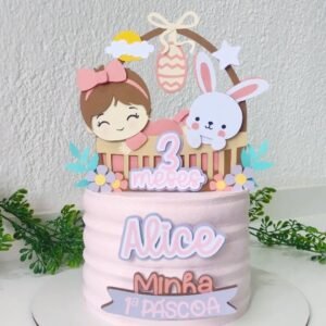 topo de bolo menina páscoa
