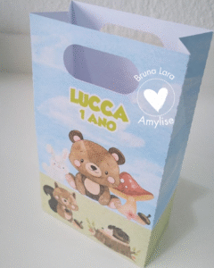 Sacolinha Personalizada 15X8,5 10 unidades (Com Nome) Perfeita para Lembrancinhas de Festa Infantil!