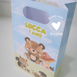 Sacolinha Personalizada 15X8,5 10 unidades (Com Nome) Perfeita para Lembrancinhas de Festa Infantil!