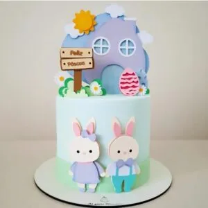 topo de bolo casa de coelhinhos